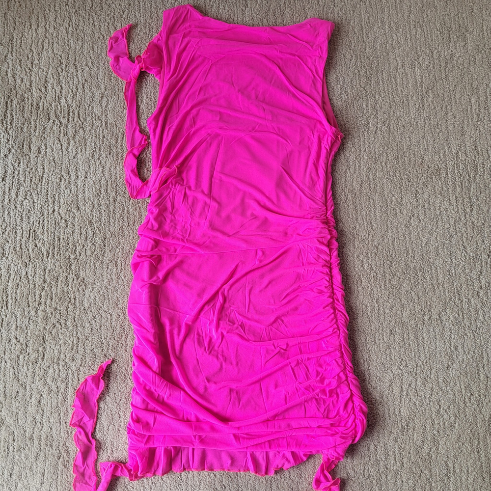 Women’s Sleeveless Ruffle Mini Bodycon Dress – Hot Pink – Size XL – NWOT - Picture 10 of 13